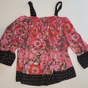 Sheragano Boho Floral Could Shoulder Blouse XL